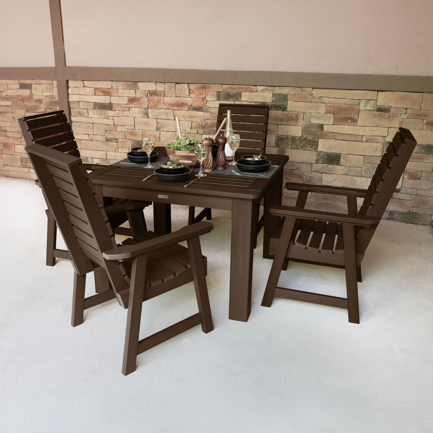 Weatherly 5pc Square Dining Set 42in x 42in - Dining Height Dining Highwood USA 