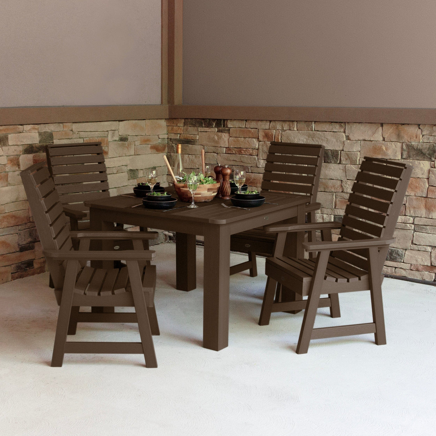 Weatherly 5pc Square Dining Set 42in x 42in - Dining Height Dining Highwood USA 