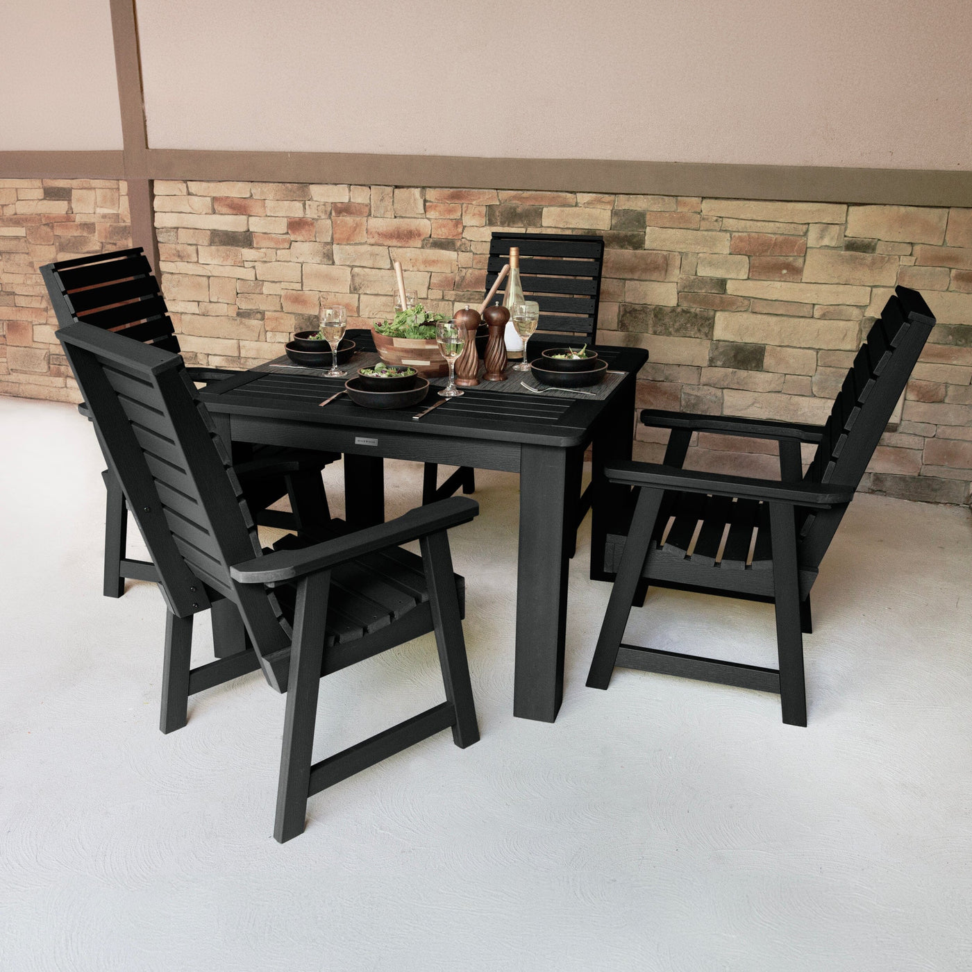 Weatherly 5pc Square Dining Set 42in x 42in - Dining Height Dining Highwood USA 