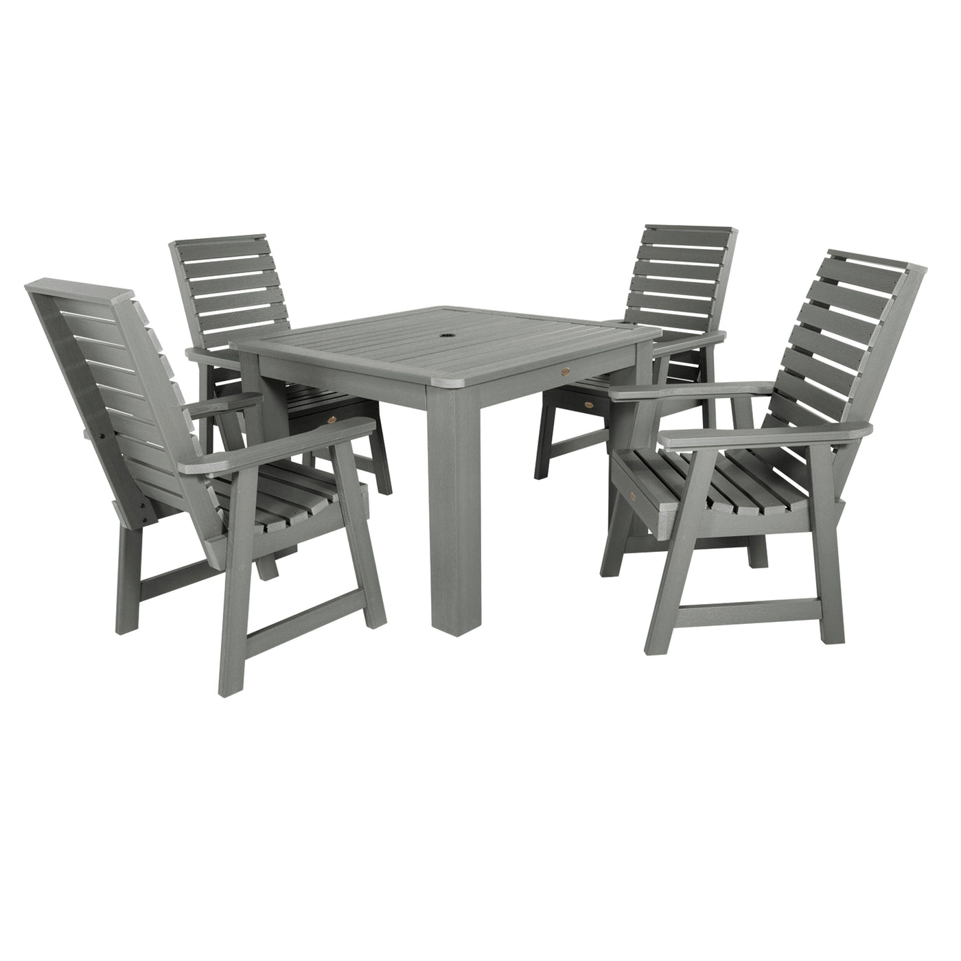 Weatherly 5pc Square Dining Set 42in x 42in - Dining Height Dining Highwood USA Coastal Teak 