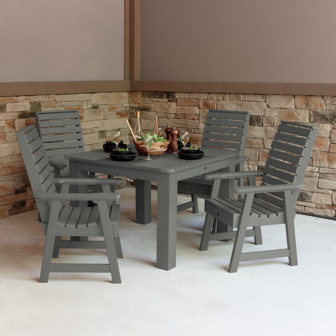 Weatherly 5pc Square Dining Set 42in x 42in - Dining Height Dining Highwood USA 