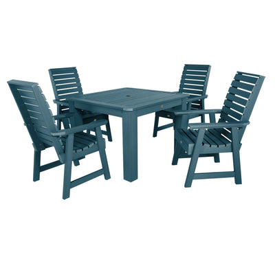 Weatherly 5pc Square Dining Set 42in x 42in - Dining Height Dining Highwood USA Nantucket Blue 