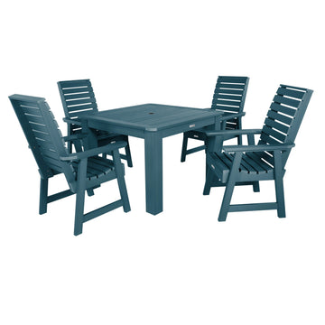 Weatherly 5pc Square Dining Set 42in x 42in - Dining Height Dining Highwood USA Nantucket Blue 