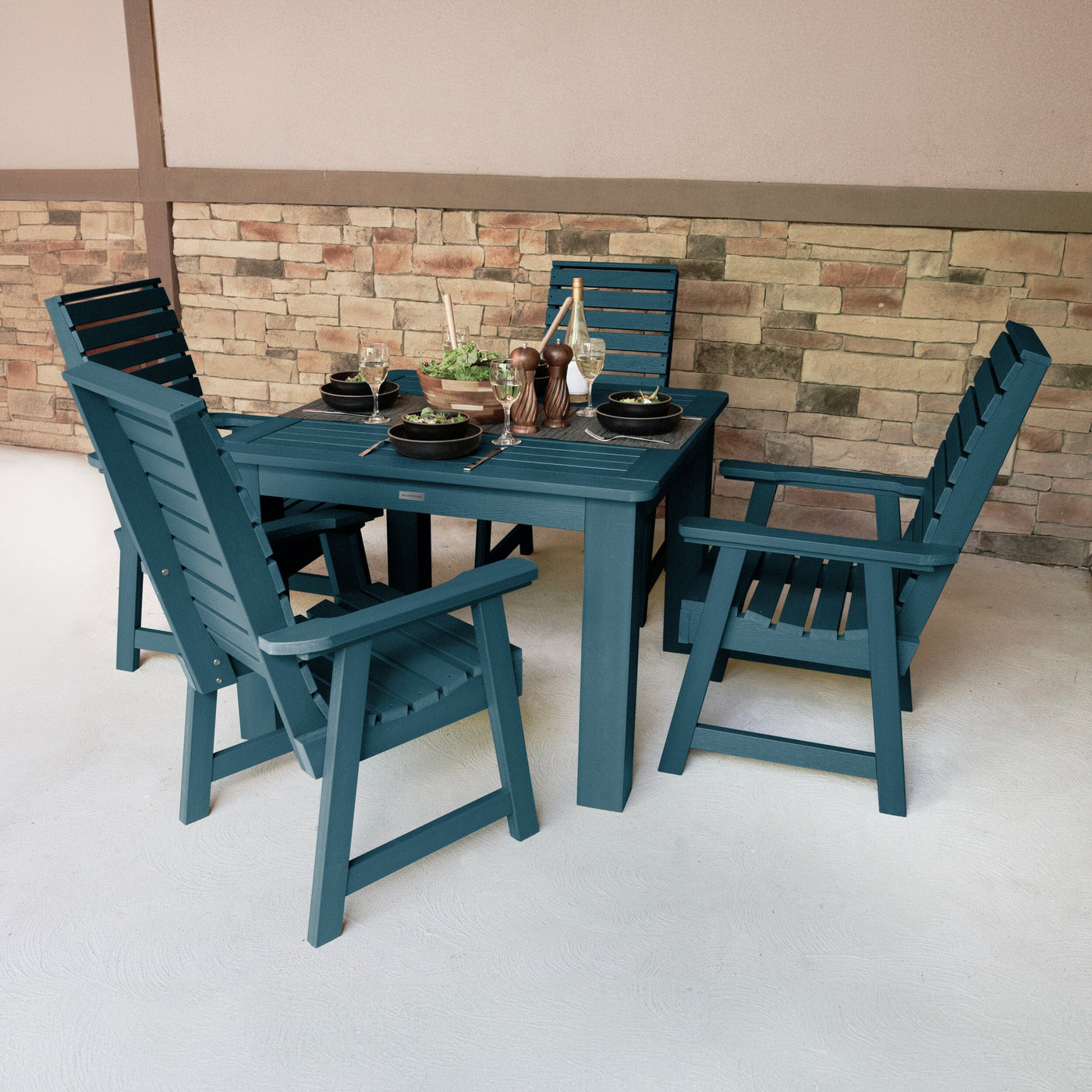 Weatherly 5pc Square Dining Set 42in x 42in - Dining Height Dining Highwood USA 