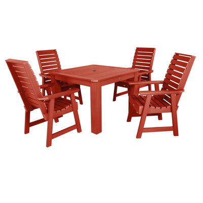 Weatherly 5pc Square Dining Set 42in x 42in - Dining Height Dining Highwood USA Rustic Red 