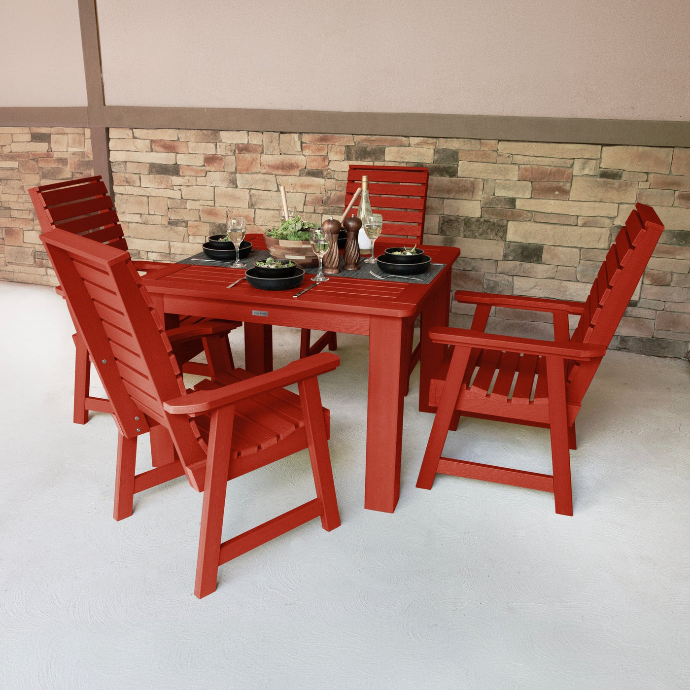 Weatherly 5pc Square Dining Set 42in x 42in - Dining Height Dining Highwood USA 