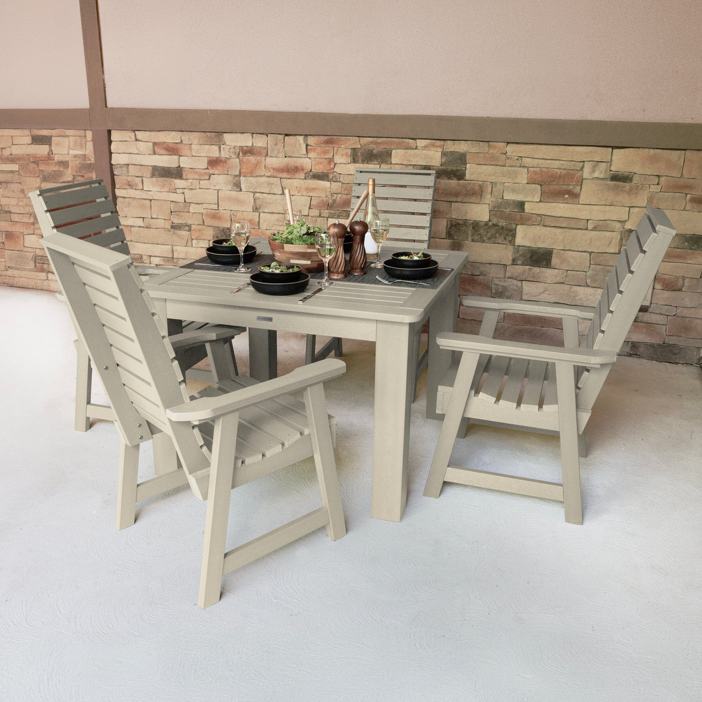 Weatherly 5pc Square Dining Set 42in x 42in - Dining Height Dining Highwood USA 