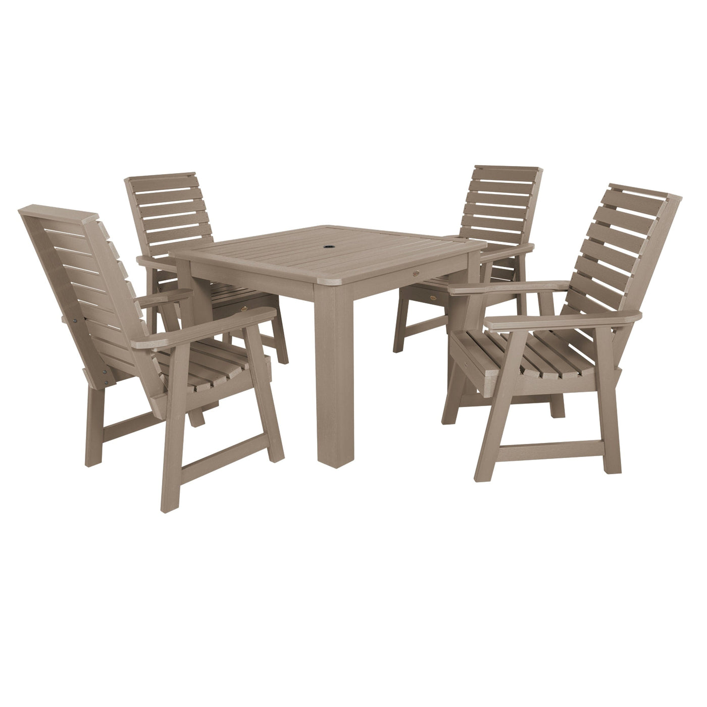 Weatherly 5pc Square Dining Set 42in x 42in - Dining Height Dining Highwood USA Woodland Brown 