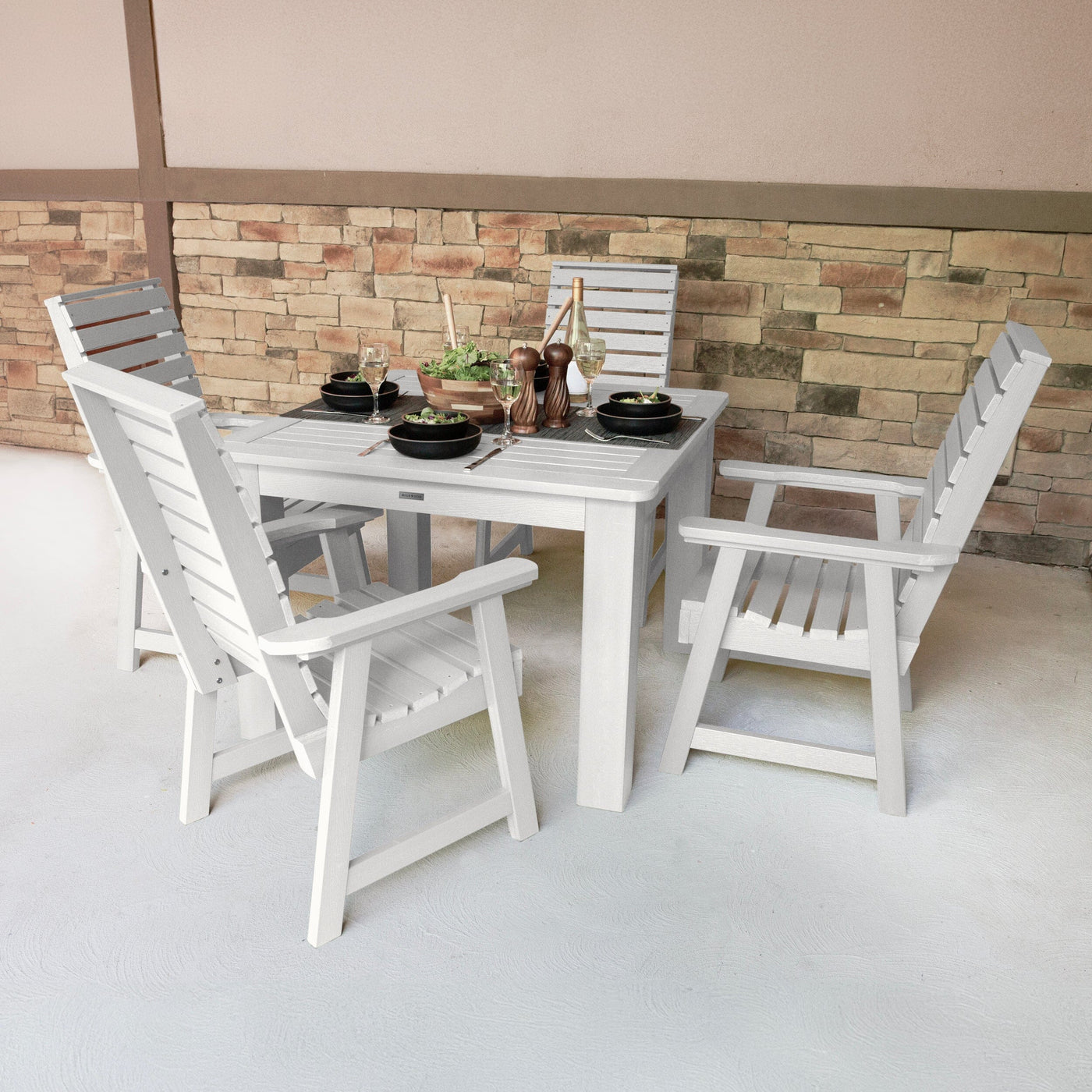 Weatherly 5pc Square Dining Set 42in x 42in - Dining Height Dining Highwood USA 