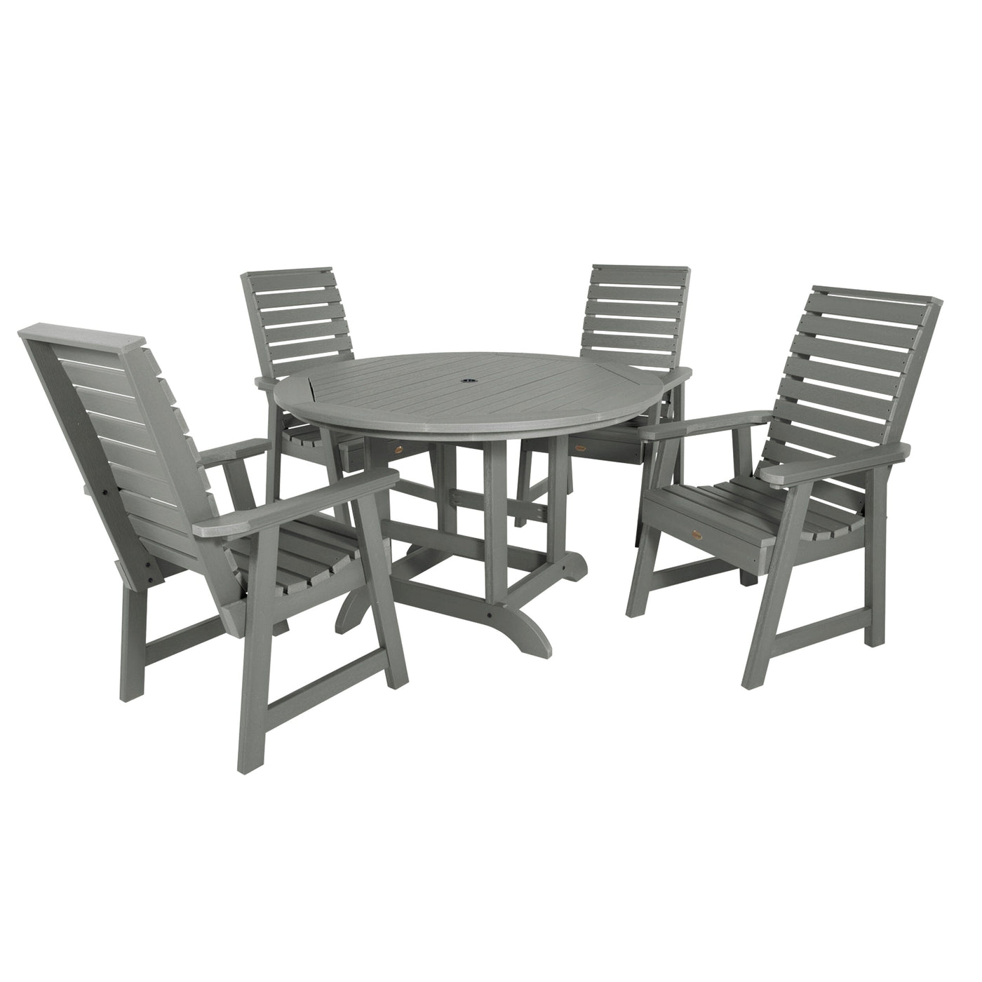 Weatherly 5pc 48in Round Dining Set - Dining Height Dining Highwood USA Coastal Teak 