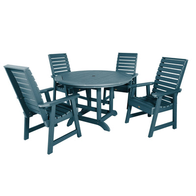 Weatherly 5pc 48in Round Dining Set - Dining Height Dining Highwood USA Nantucket Blue 