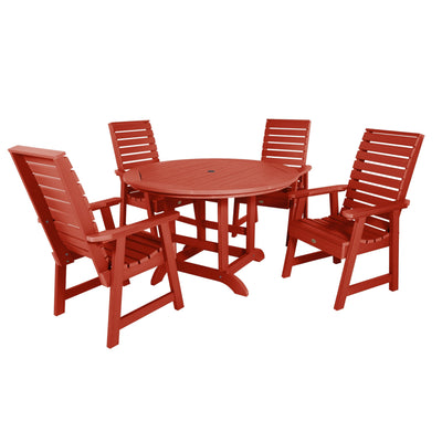 Weatherly 5pc 48in Round Dining Set - Dining Height Dining Highwood USA Rustic Red 