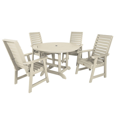 Weatherly 5pc 48in Round Dining Set - Dining Height Dining Highwood USA Whitewash 