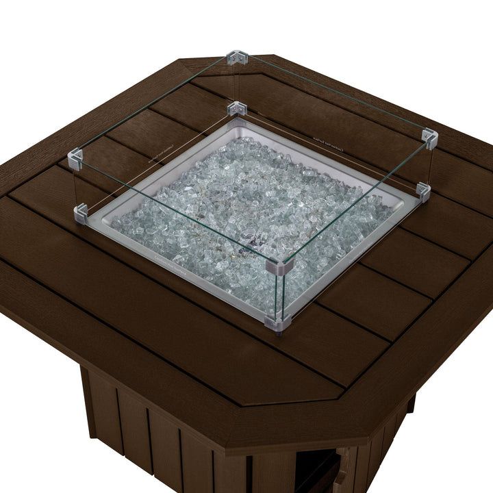 Top view of Oasis fire table in Brown