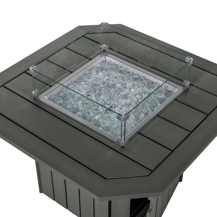 Top view of Oasis fire table in Gray