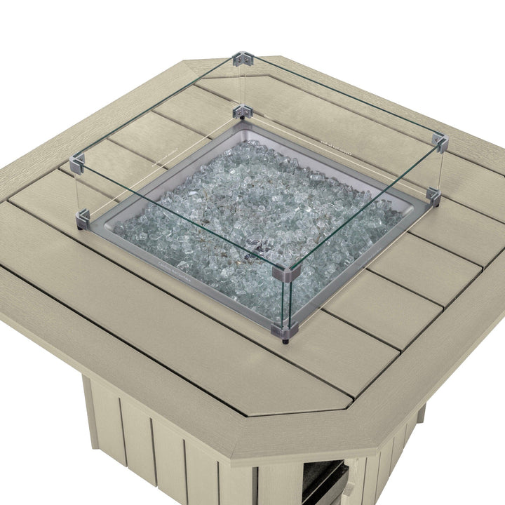 Top view of Oasis fire table in Whitewash