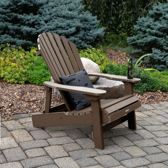 Highwood King Hamilton Adirondack Chair With Cup Holder - Folding & Reclining, White Synthetic Wood