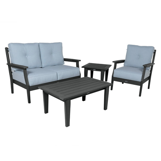 Lehigh Deep Seating 4 Piece Loveseat and Chair Set Deep Seating Highwood USA Bliss Dew Black 