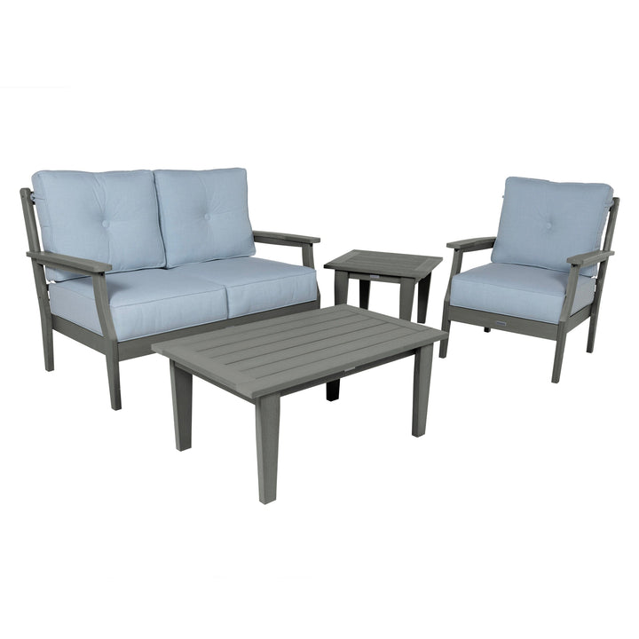 Lehigh Deep Seating 4 Piece Loveseat and Chair Set Deep Seating Highwood USA Bliss Dew Coastal Teak 