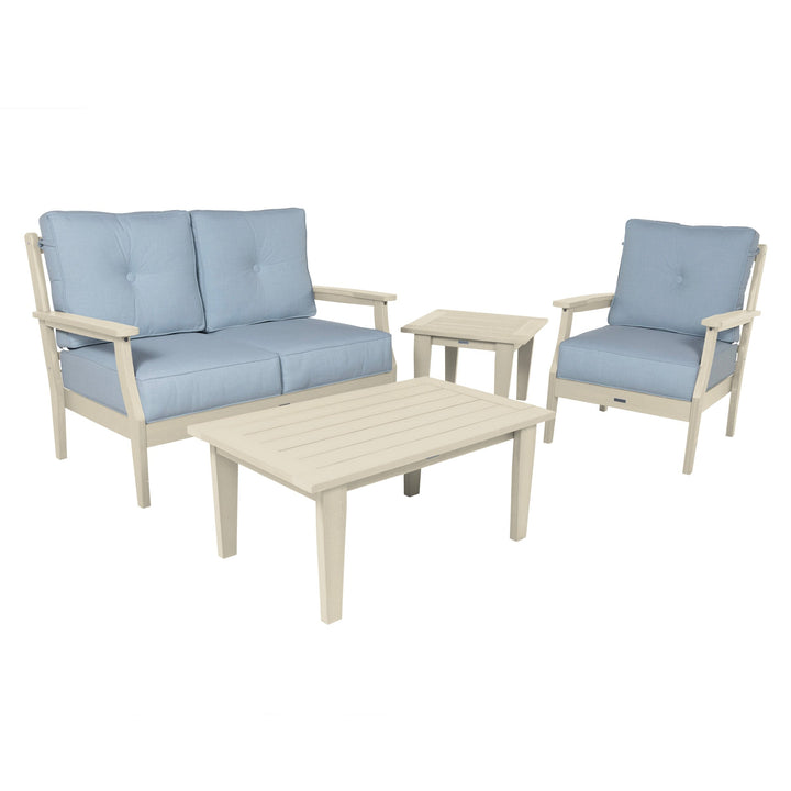 Lehigh Deep Seating 4 Piece Loveseat and Chair Set Deep Seating Highwood USA Bliss Dew Whitewash 