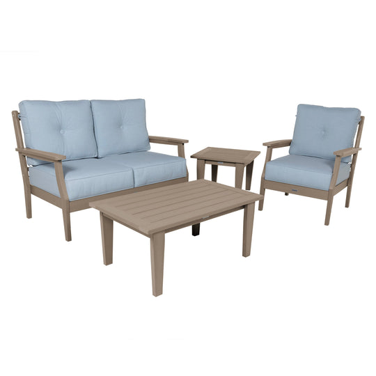 Lehigh Deep Seating 4 Piece Loveseat and Chair Set Deep Seating Highwood USA Bliss Dew Woodland Brown 