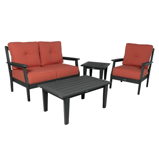 Lehigh Deep Seating 4 Piece Loveseat and Chair Set Deep Seating Highwood USA Canvas Persimmon Black 