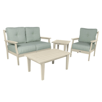 Lehigh Deep Seating 4 Piece Loveseat and Chair Set Deep Seating Highwood USA Canvas Seasalt Whitewash 