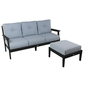 Lehigh Deep Seating 2 Piece Couch and Ottoman Set Deep Seating Highwood USA Bliss Dew Black 