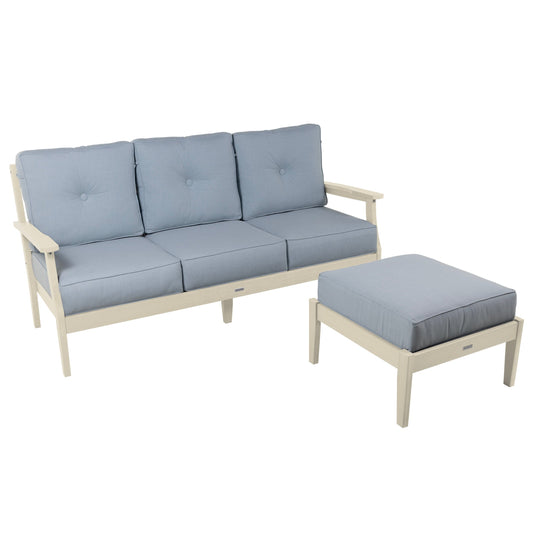 Lehigh Deep Seating 2 Piece Couch and Ottoman Set Deep Seating Highwood USA Bliss Dew Whitewash 
