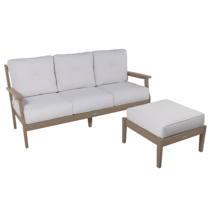 Lehigh Deep Seating 2 Piece Couch and Ottoman Set Deep Seating Highwood USA Bliss Linen Woodland Brown 