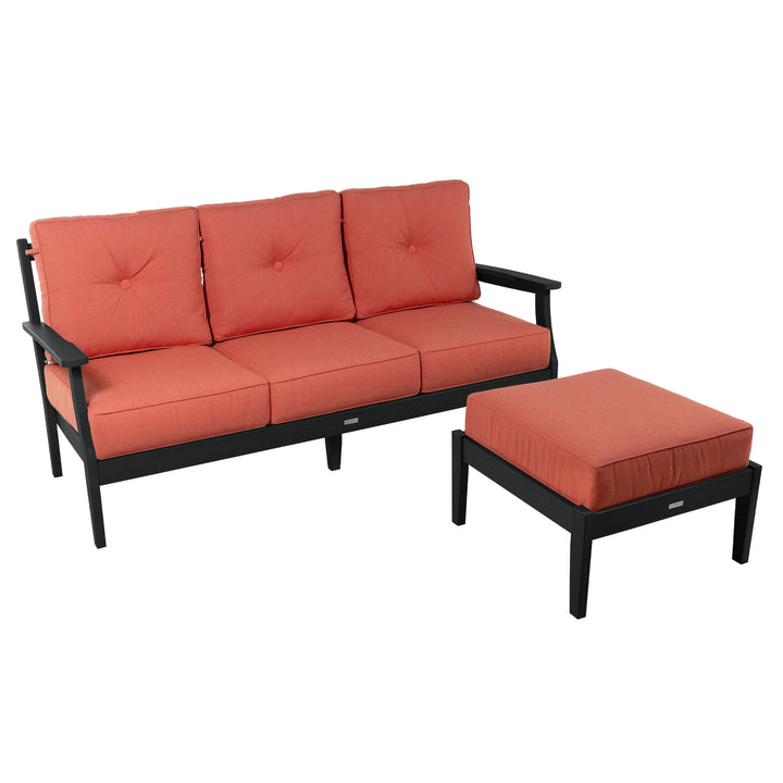 Lehigh Deep Seating 2 Piece Couch and Ottoman Set Deep Seating Highwood USA Canvas Persimmon Black 