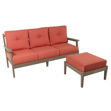 Lehigh Deep Seating 2 Piece Couch and Ottoman Set Deep Seating Highwood USA Canvas Persimmon Woodland Brown 