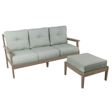 Lehigh Deep Seating 2 Piece Couch and Ottoman Set Deep Seating Highwood USA Canvas Seasalt Woodland Brown 