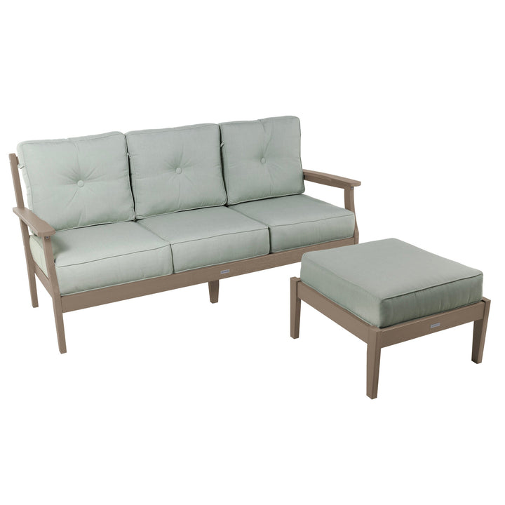 Lehigh Deep Seating 2 Piece Couch and Ottoman Set Deep Seating Highwood USA Canvas Seasalt Woodland Brown 