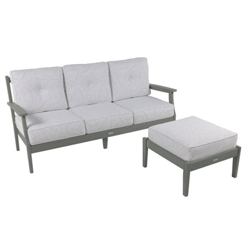 Lehigh Deep Seating 2 Piece Couch and Ottoman Set Deep Seating Highwood USA Lively Parchment Coastal Teak 
