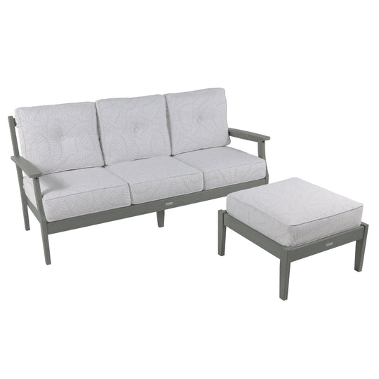 Lehigh Deep Seating 2 Piece Couch and Ottoman Set Deep Seating Highwood USA Lively Parchment Coastal Teak 