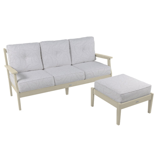 Lehigh Deep Seating 2 Piece Couch and Ottoman Set Deep Seating Highwood USA Lively Parchment Whitewash 