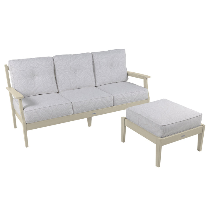 Lehigh Deep Seating 2 Piece Couch and Ottoman Set Deep Seating Highwood USA Lively Parchment Whitewash 