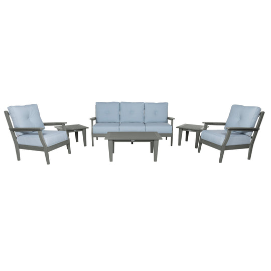 Lehigh Deep Seating 6 Piece Conversation Set Deep Seating Highwood USA Bliss Dew Coastal Teak 