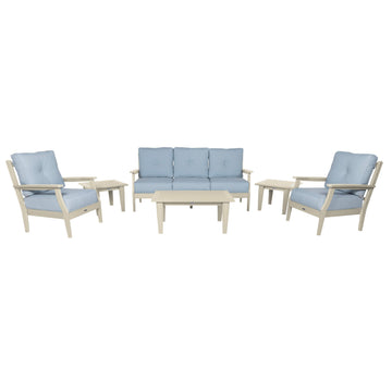 Lehigh Deep Seating 6 Piece Conversation Set Deep Seating Highwood USA Bliss Dew Whitewash 