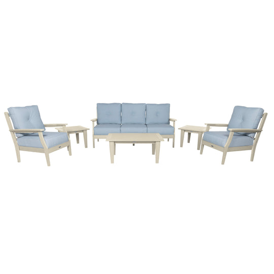 Lehigh Deep Seating 6 Piece Conversation Set Deep Seating Highwood USA Bliss Dew Whitewash 