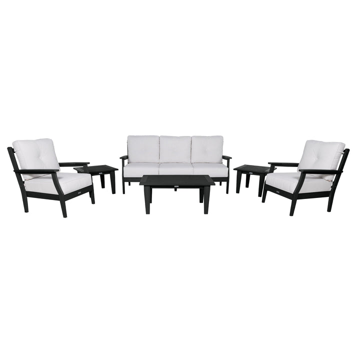 Lehigh Deep Seating 6 Piece Conversation Set Deep Seating Highwood USA Bliss Linen Black 