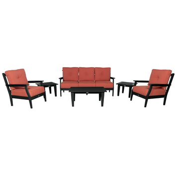 Lehigh Deep Seating 6 Piece Conversation Set Deep Seating Highwood USA Canvas Persimmon Black 