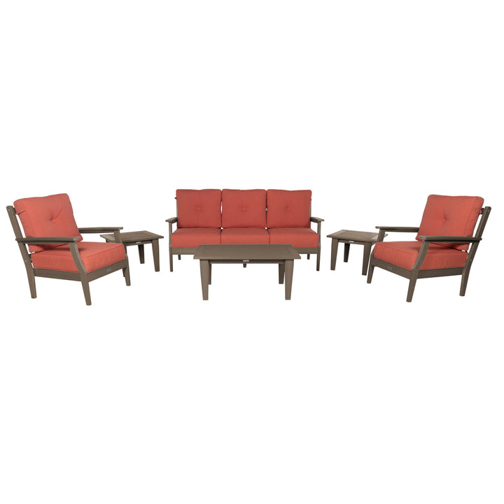 Lehigh Deep Seating 6 Piece Conversation Set Deep Seating Highwood USA Canvas Persimmon Woodland Brown 