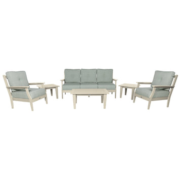 Lehigh Deep Seating 6 Piece Conversation Set Deep Seating Highwood USA Canvas Seasalt Whitewash 