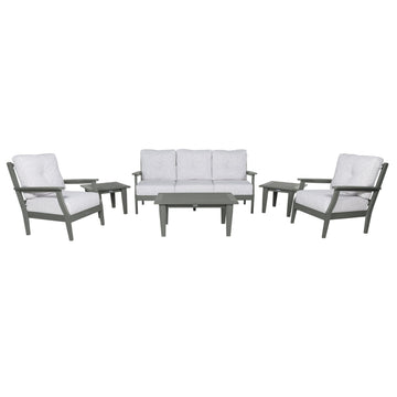 Lehigh Deep Seating 6 Piece Conversation Set Deep Seating Highwood USA Lively Parchment Coastal Teak 