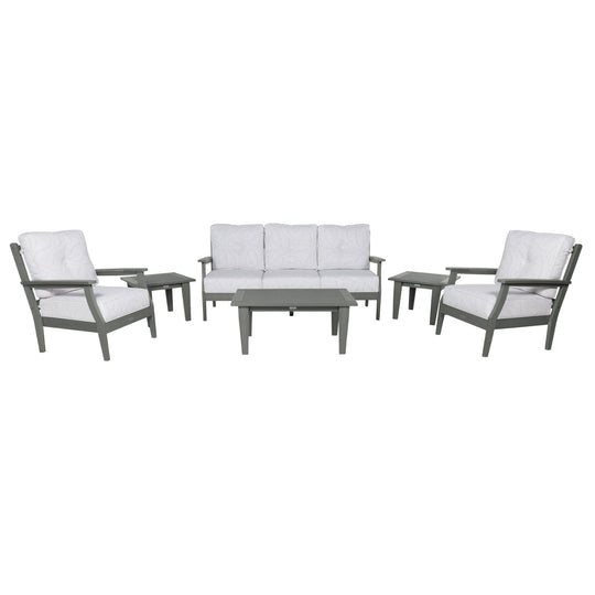 Lehigh Deep Seating 6 Piece Conversation Set Deep Seating Highwood USA Lively Parchment Coastal Teak 
