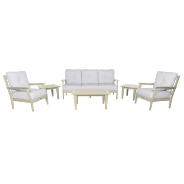 Lehigh Deep Seating 6 Piece Conversation Set Deep Seating Highwood USA Lively Parchment Whitewash 