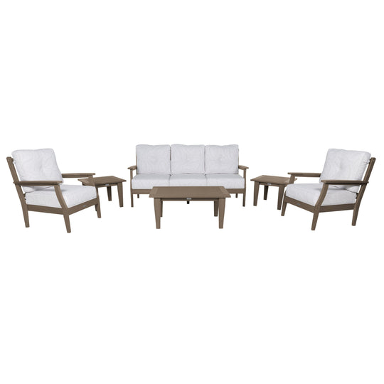Lehigh Deep Seating 6 Piece Conversation Set Deep Seating Highwood USA Lively Parchment Woodland Brown 