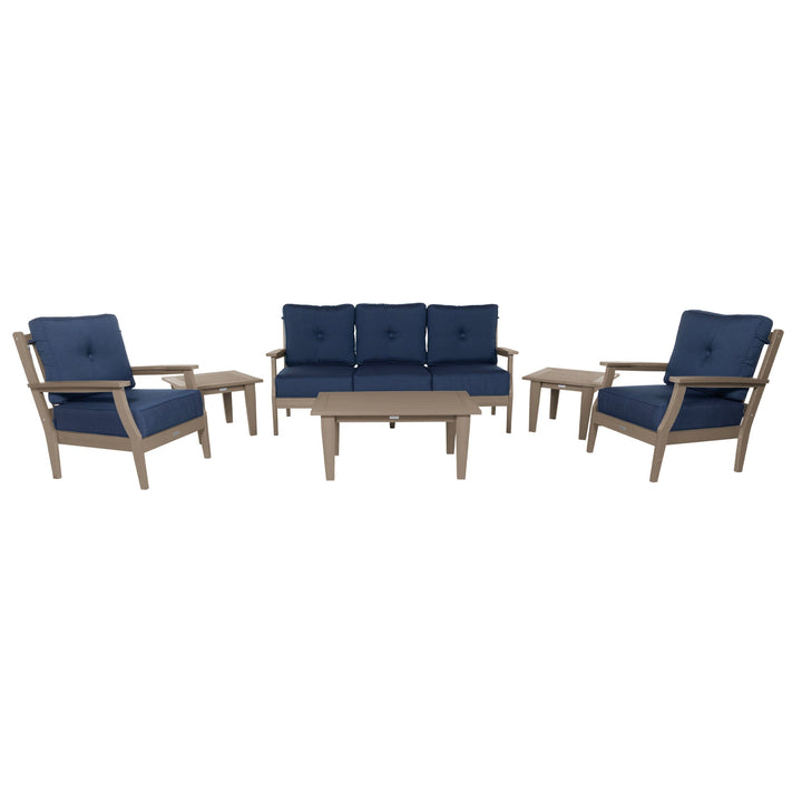 Lehigh Deep Seating 6 Piece Conversation Set Deep Seating Highwood USA Spectrum Indigo Woodland Brown 